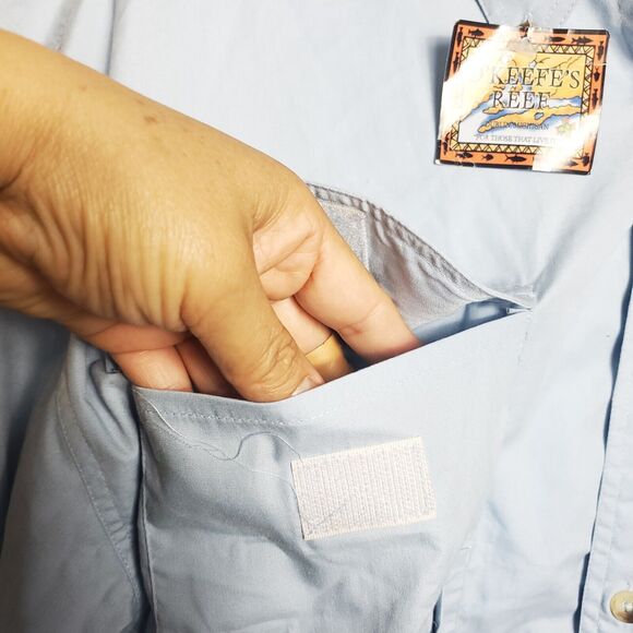 O'KEEFE'S REEF Tom Beyer Centro Costa Boss Club Light Blue Fishing Shirt Size XL - Picture 4 of 10